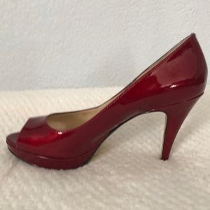 Red patent high heels